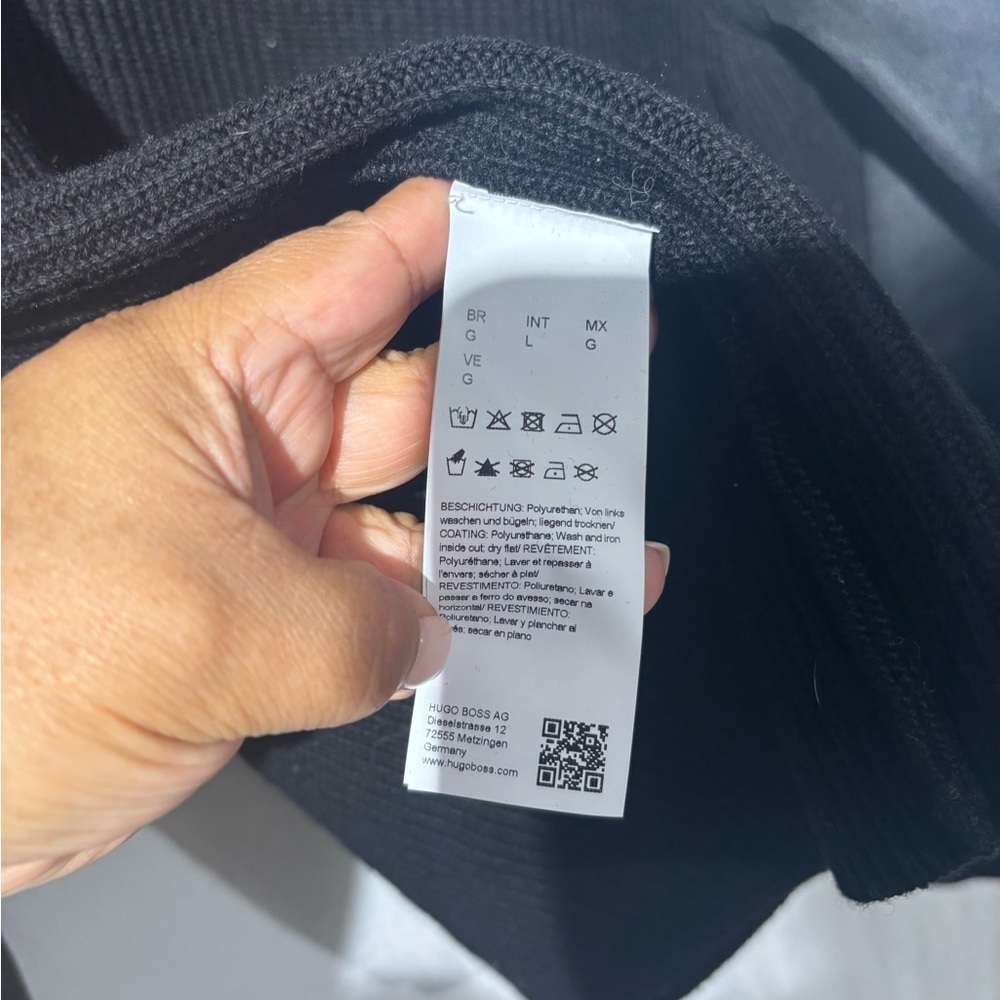 Hugo Boss Black Turtleneck Sweater with Leather Sleeves - Picture 8 of 10